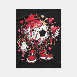 Soccer Footll Drip Heart Icecream Happy Valentine' Fleece Blanket