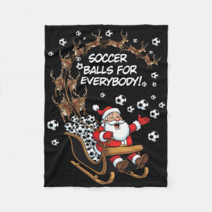 Soccer For Everybody, Funny Santa Christmas Girls Fleece Blanket