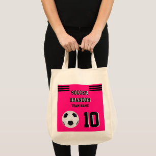 soccer fuchia black tote bag personalised gol mum