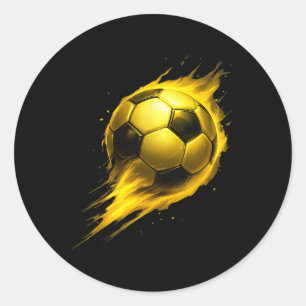 Soccer Fun Colourful Effect Tie Dye Black Yellow S Classic Round Sticker