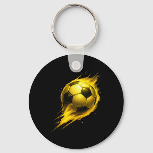 Soccer Fun Colourful Effect Tie Dye Black Yellow S Key Ring