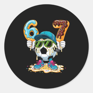 Soccer Funny 6 7 Six Seven 67 Soccer Lover Teens B Classic Round Sticker