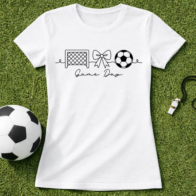 Soccer Game Day Minimal Bow T-Shirt (Creator Uploaded)