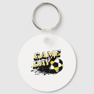 Soccer Game Day Shirt Splatter Yellow And Black So Key Ring