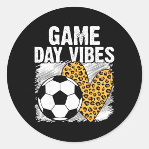 Soccer Game Day Vibes Leopard Soccer Mom Game Day Classic Round Sticker