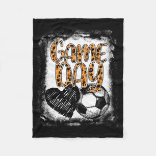 Soccer Game Day Women Leopard Cheetah Print Soccer Fleece Blanket
