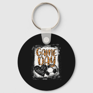 Soccer Game Day Women Leopard Cheetah Print Soccer Key Ring