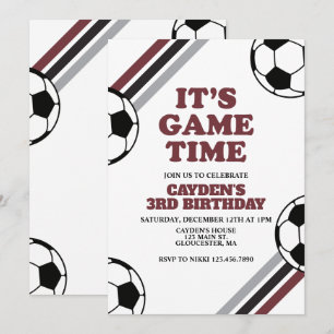 Soccer Game Time  Birthday Invitation