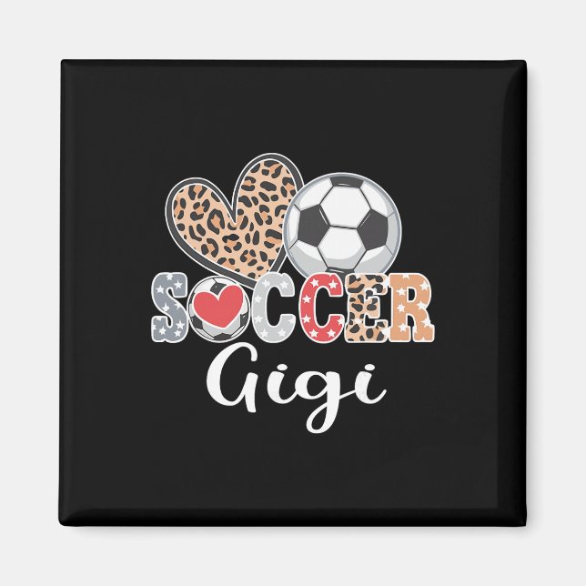 Soccer Gigi Cute Leopard Heart  Magnet (Front)