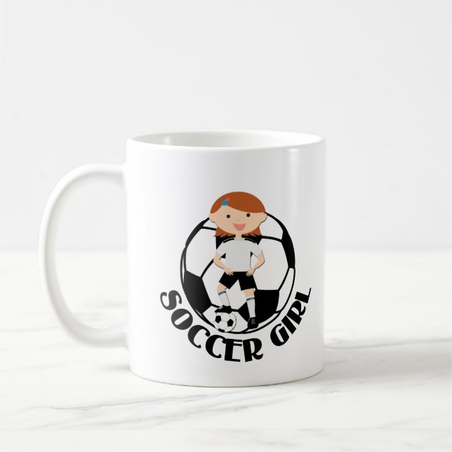 Soccer Girl 3 and Ball Black and White Coffee Mug (Left)