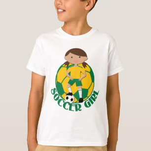 Soccer Girl 4 and Ball Green and Yellow v2 T-Shirt