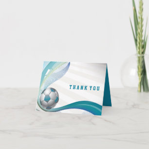 SOCCER GIRL Aqua Bat Mitzvah Thank You Card