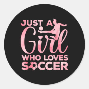 Soccer Girl Art For Girls Kids Toddler Women Socce Classic Round Sticker