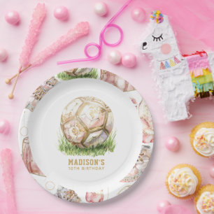 Soccer Girl Birthday Personalised Paper Plate