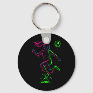 Soccer Girl Colour Outline Graphic For Game Day St Key Ring