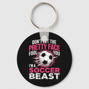 Soccer Girl Cute Groovy Soccer Lover Women Girls K Key Ring