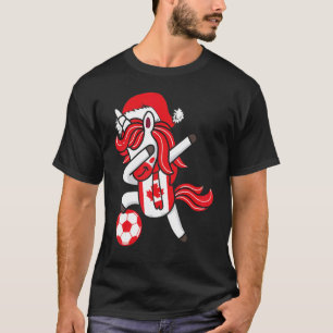 Soccer Girl Dabbing Unicorn Christmas Hat Canada F T-Shirt