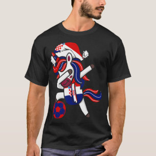 Soccer Girl Dabbing Unicorn Christmas Hat Scarf T-Shirt