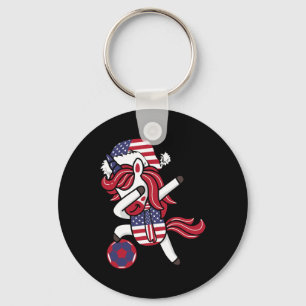 Soccer Girl Dabbing Unicorn Christmas Hat United S Key Ring