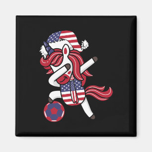Soccer Girl Dabbing Unicorn Christmas Hat United S Magnet