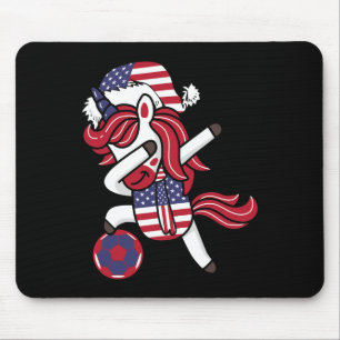 Soccer Girl Dabbing Unicorn Christmas Hat United S Mouse Pad