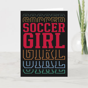 Soccer Girl Funny Layered Text Daughter Youth Kids Card