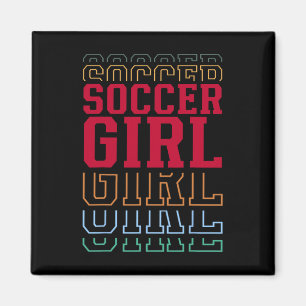 Soccer Girl Funny Layered Text Daughter Youth Kids Magnet