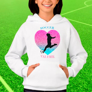Soccer Girl Heart Hoodie w/ Name