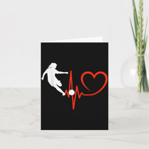 Soccer Girl Heartbeat Female Player Kicking Pion Card