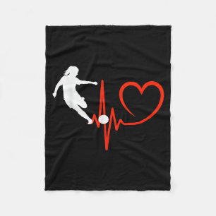 Soccer Girl Heartbeat Female Player Kicking Pion Fleece Blanket