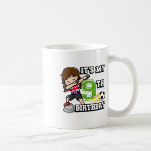 Soccer Girl It's My 9th Birthday United Kingdom Fl Coffee Mug