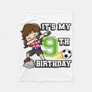 Soccer Girl It's My 9th Birthday United Kingdom Fl Fleece Blanket