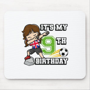 Soccer Girl It's My 9th Birthday United Kingdom Fl Mouse Pad