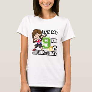 Soccer Girl It's My 9th Birthday United Kingdom Fl T-Shirt