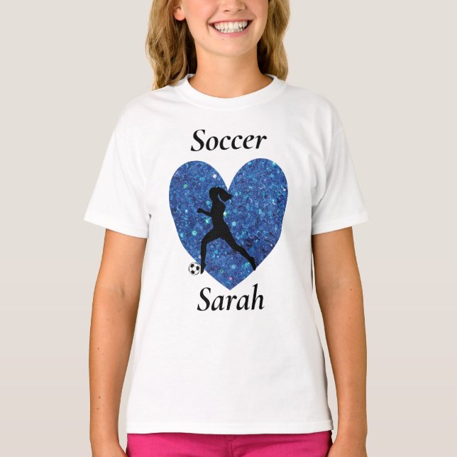  Soccer Girl, Personalised Name soccer Girl T-Shirt (Front)