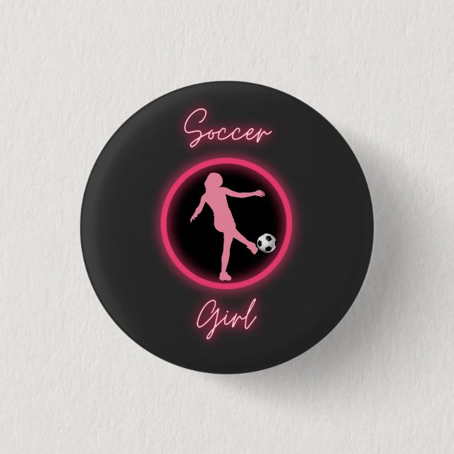Soccer Girl Pink Glow   3 Cm Round Badge (Front)