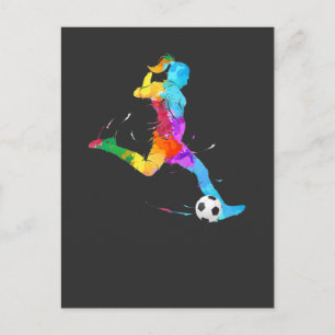 Soccer Girl Player Colourful Football Art Postcard