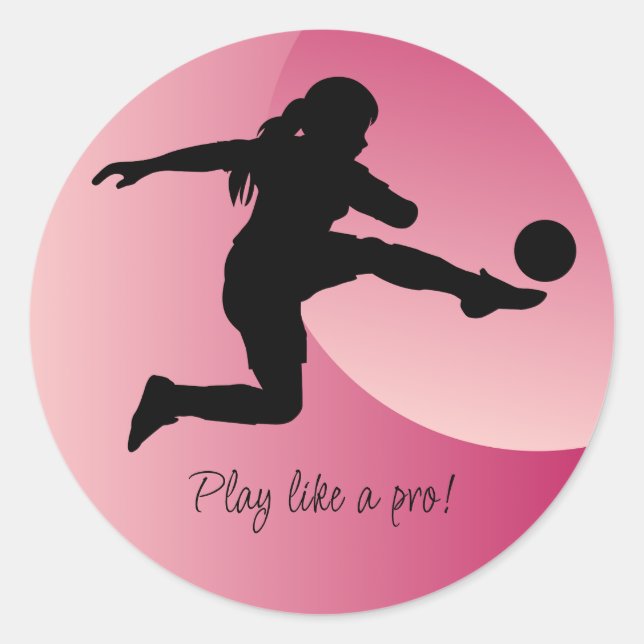 Soccer Girl Player Football Team Classic Round Sticker (Front)