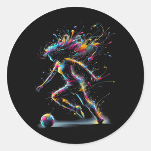 Soccer Girl Soccer Player Sports Fan Women Girls K Classic Round Sticker