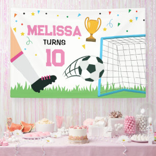 Soccer girl Sport Birthday backdrop banner