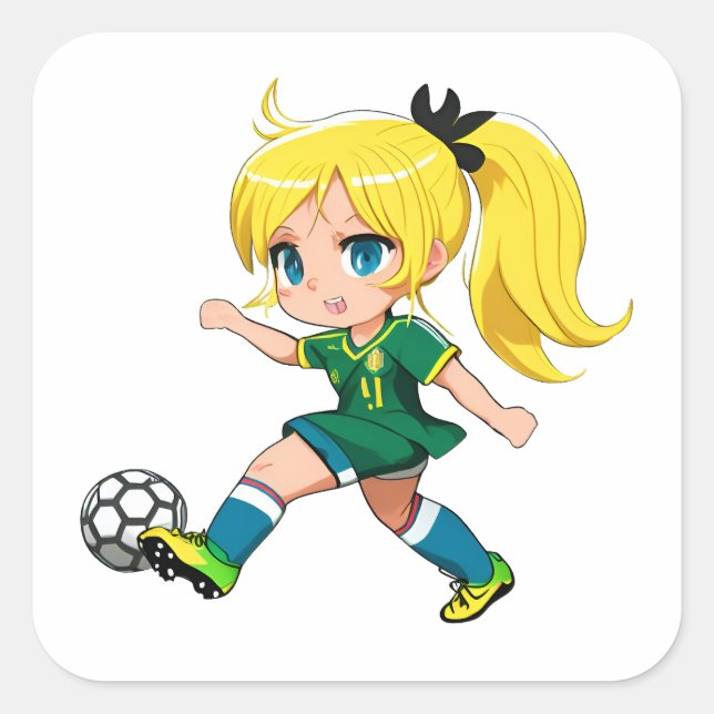 Soccer Girl Square Sticker (Front)
