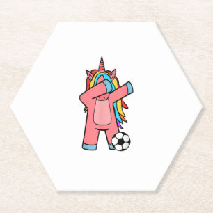 Soccer Girl Women Soccer Unicorn Soccer Ball T-Shi Paper Coaster