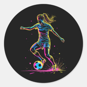 Soccer, Girl Women, Teen Girls, Youth Soccer Playe Classic Round Sticker