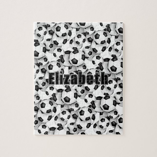 soccer girls boys name fun sports gifts jigsaw puzzle (Vertical)