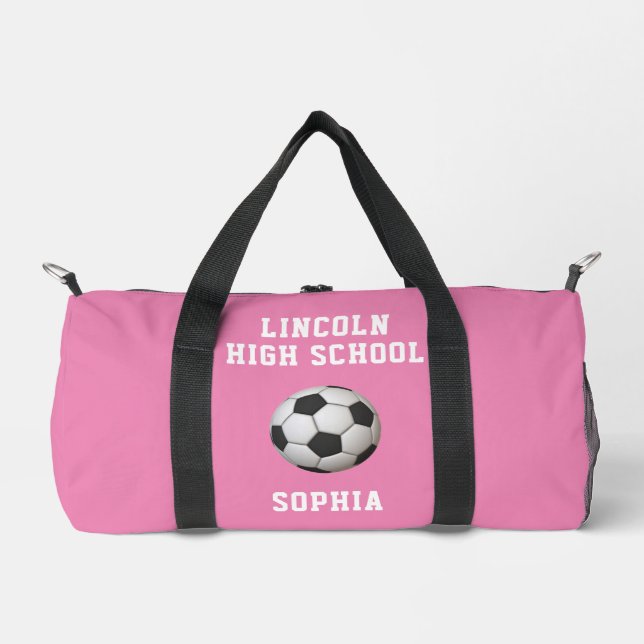 Soccer Girls School Team Name Duffle Bag (Front)