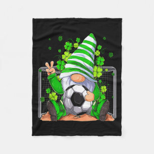 Soccer Gnome Lucky Shamrock Irish St Patricks Day  Fleece Blanket