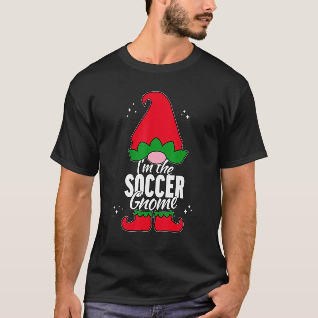 Soccer Gnome Matching Family Group Christmas Party T-Shirt (Front)