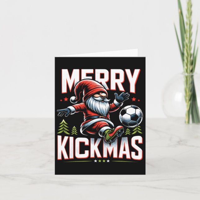Soccer Gnome Merry Kickmas  Card (Front)
