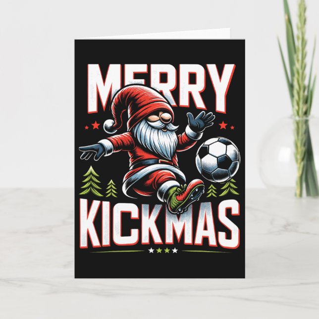Soccer Gnome Merry Kickmas  Card (Front)