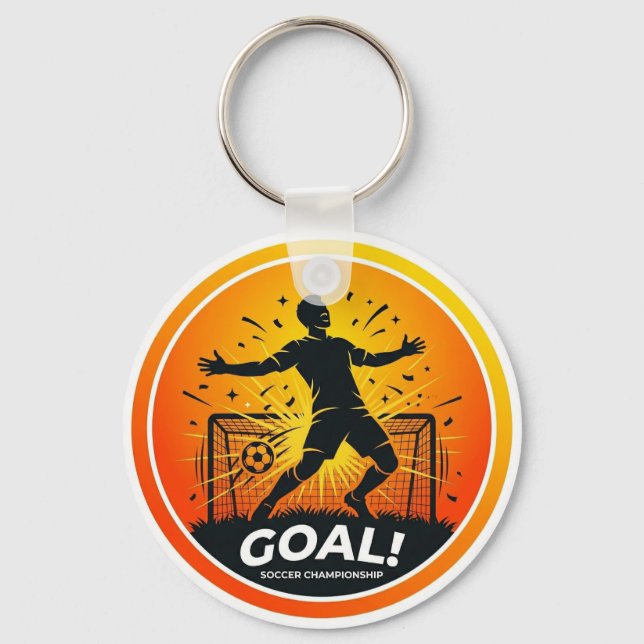 Soccer Goal Celebration Stadium Scene Key Ring (Front)